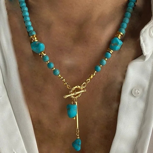 Handmade Lucite Beaded Pearl Choker Necklace — Blue | KIMLUD