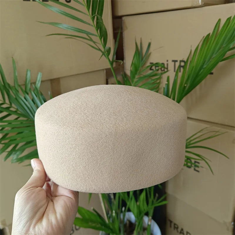 100 Percent Wool Felt Fedora Hat Hard Top — Black | KIMLUD