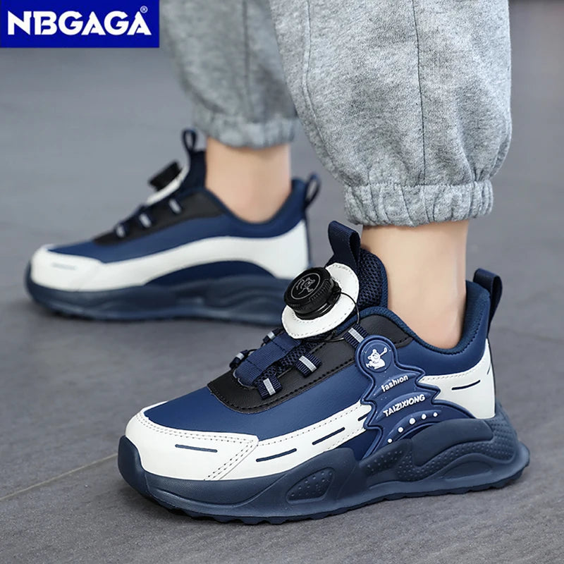 Leather Running Shoes Anti-Slip Waterproof — Black | KIMLUD