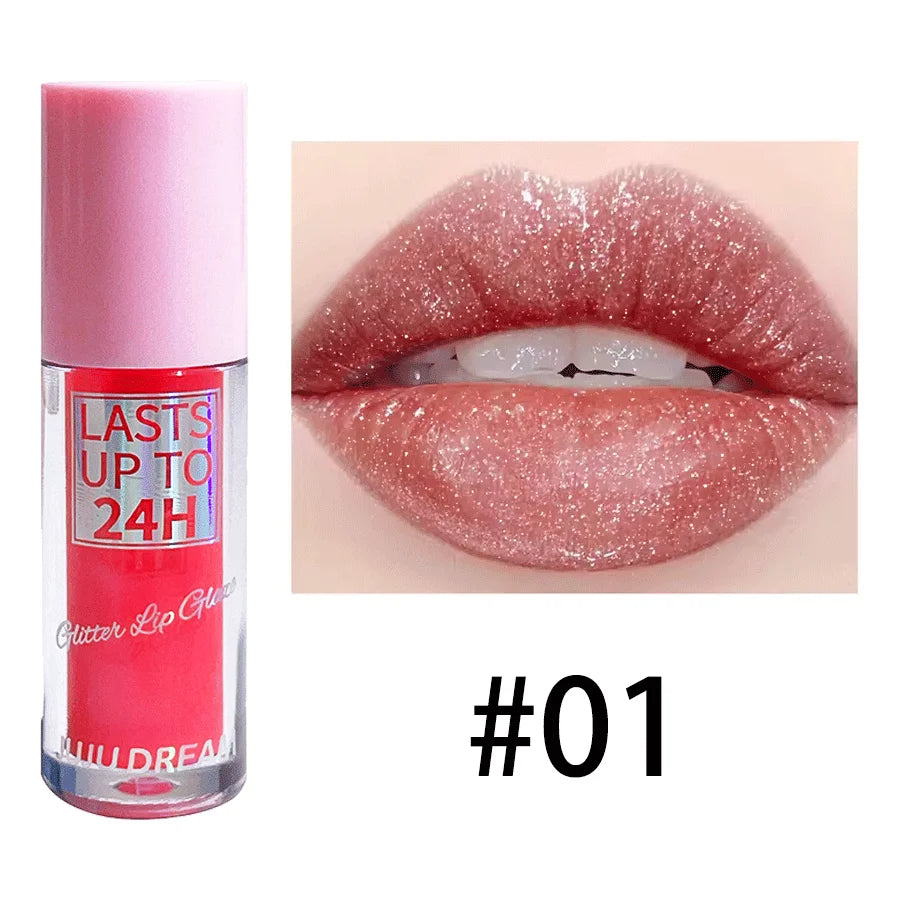 Glitter Lip Glaze Long Lasting — Pink Shimmer | KIMLUD