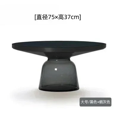 Nordic Creative Glass Round Coffee Table Combination Living Room Reception Side Table Transparent Light Luxury Coffee Tables