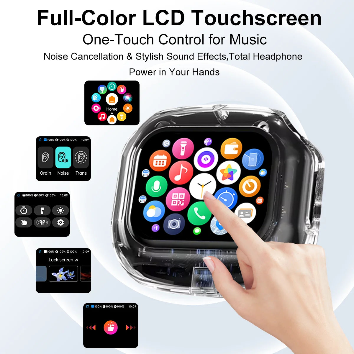 HLXZK 01 Bluetooth V5.4 Earphones AI Translator Earbuds OWS LCD Touch Screen Sport Wireless Headphones HD Stereo Sound Longlife