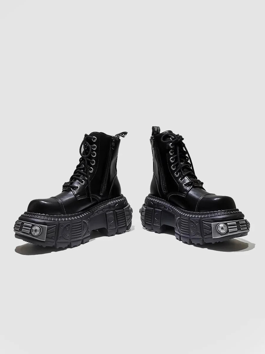 Punk Platform Female 2023 New Metal Design Sense Small Short Boots Fashion Women - KIMLUD