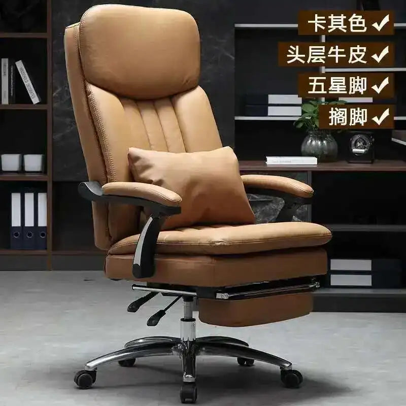 Executive Seat Office Chair Leather Study Wheels Modern Hand Relax Armchairs Library Fashion Cadeira Presidente Office Furniture