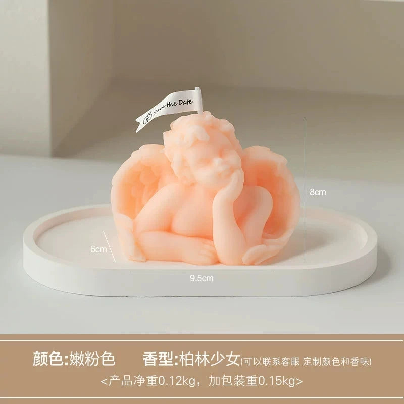 KIMLUD, 1Pc Nordic Style Cupid Angel Soy Wax Candle - Smokeless Essential Oil Aromatherapy Candle for Home Decor & Photo Props, KIMLUD Womens Clothes