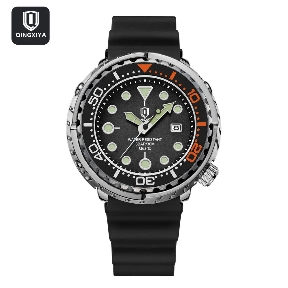 Silicone Strap Sports Wristwatch Luminous Hands Date Window — Midnight Black | KIMLUD