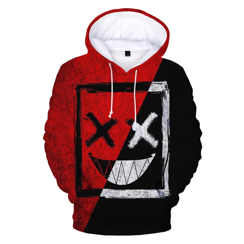 Hoodie – XOXO Pattern Devil Smiling Face 3D – Poly | KIMLUD