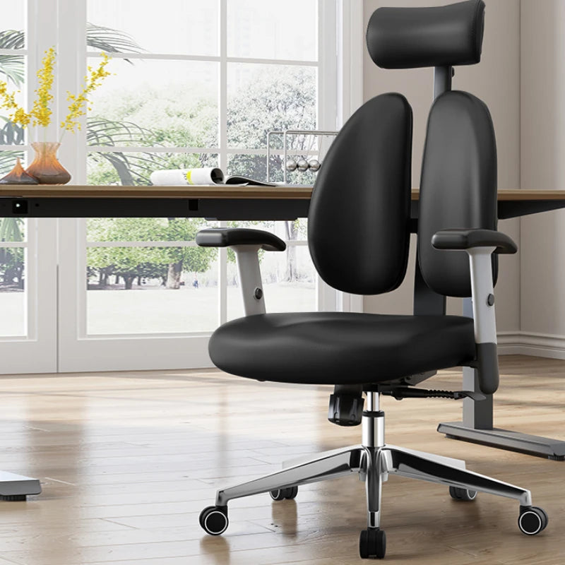 Premium Metal Office Chair With Armrests And Smooth Swivel Wheels — Black | KIMLUD