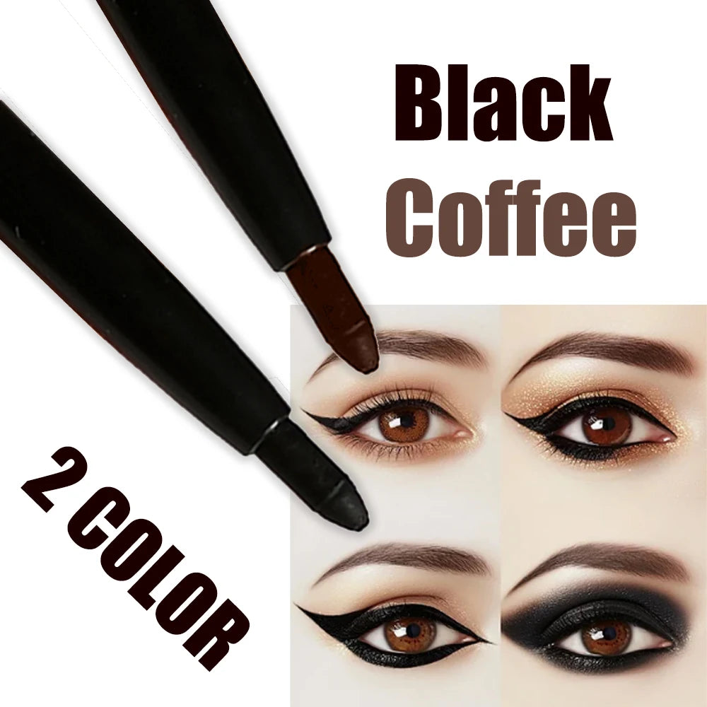 Eyeliner Pencil – 2 Pack Waterproof – Dual-Ended – Matte Black | KIMLUD