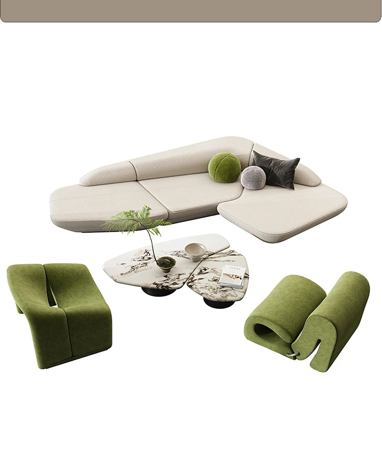 Modern Curved Leather Luxury Sofas — Gray | KIMLUD