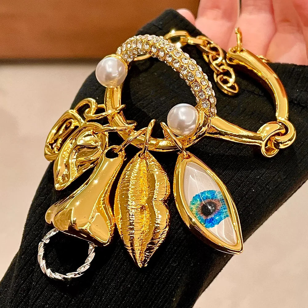 Gold-Plated Facial Feature Bangles — Gold | KIMLUD