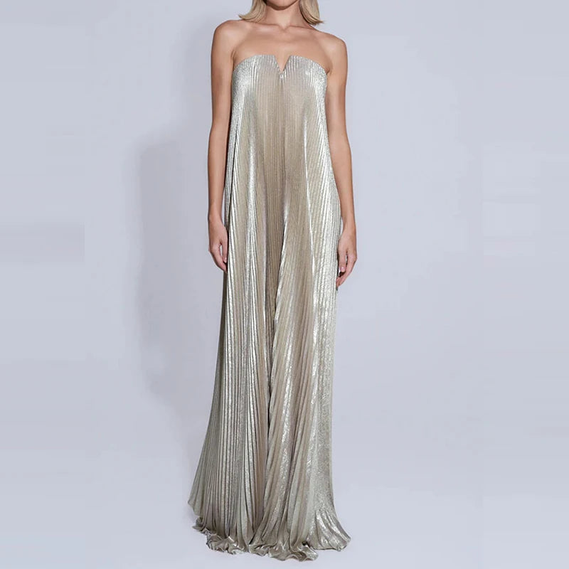 Polyester Backless Floor-Length Dress — Black | KIMLUD