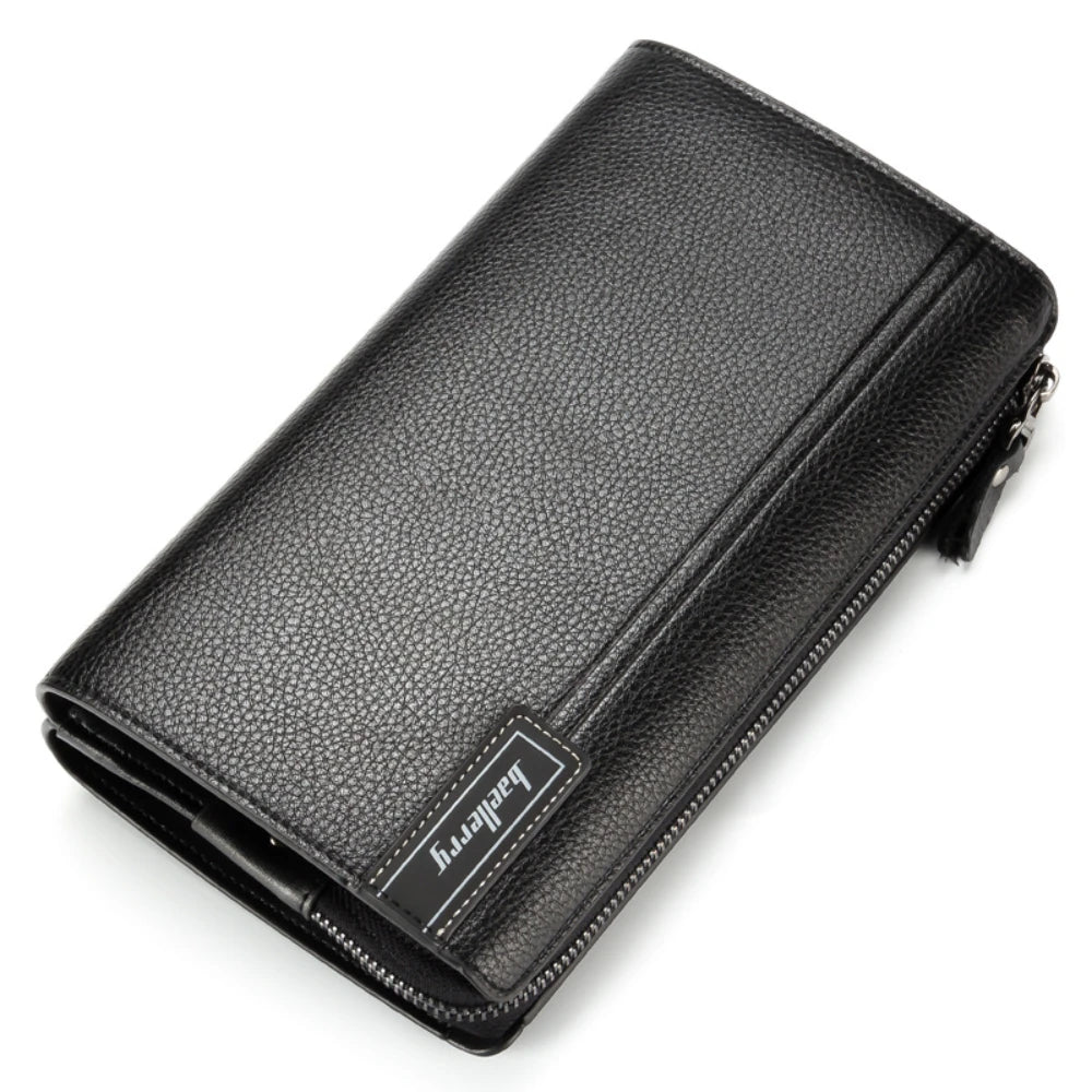 Business Casual Lychee Pattern Clutch Bag — Black | KIMLUD