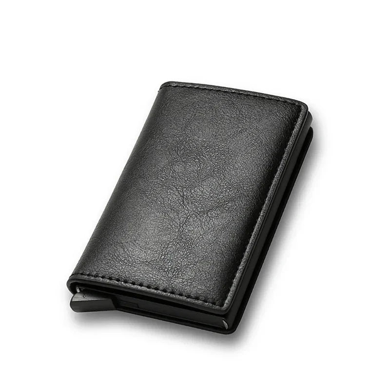 KIMLUD, Carbon Fiber Card Holder Wallets for Men RFID Portable Trifold PU Slim Mini Wallet Male Purses Wallet Women pasjeshouder, Black, KIMLUD Womens Clothes
