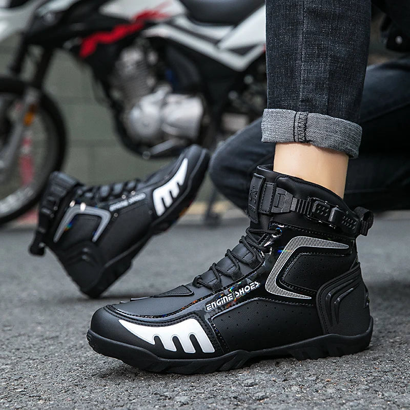 Motorcycle Riding Shoe High Top Buckle — Neon Yellow | KIMLUD