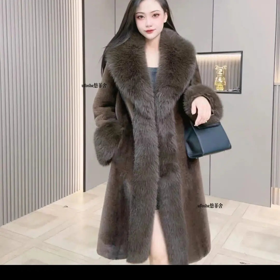 Faux Fur Coat – Thick Warm Turn-Down Collar – Long Coat | KIMLUD