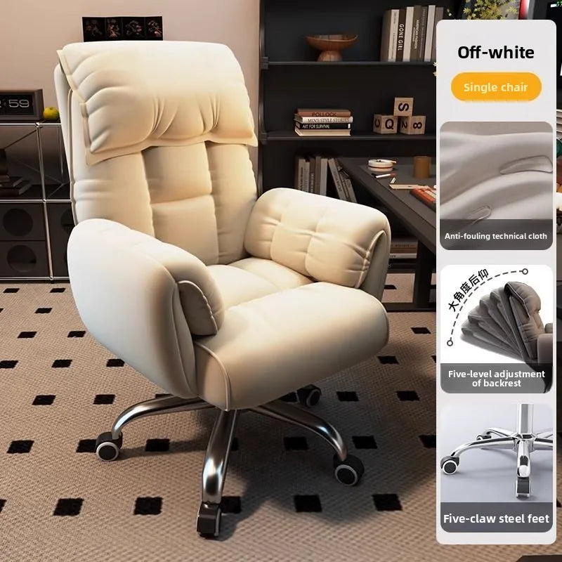 Ergonomic Tech Cloth Gaming Chair Reclining With Adjustable Lumbar Support — Charcoal Gray | KIMLUD