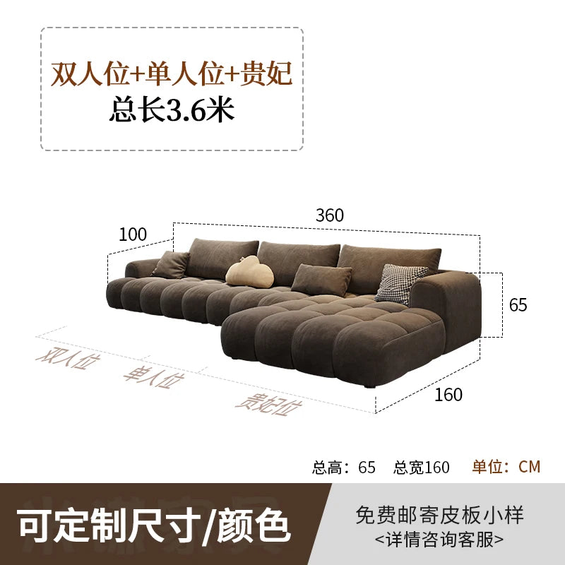 Nordic Minimalist Cushioned Sofa — Rich Chocolate Brown | KIMLUD