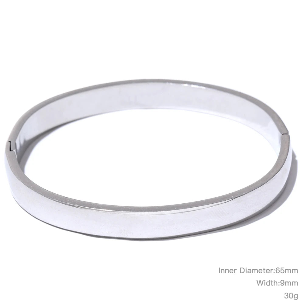Yhpup 60mm Waterproof 316L Stainless Steel Round Smooth Bracelet Bangle Women Minimalist 18k Gold Color Texture Charm Jewelry - KIMLUD
