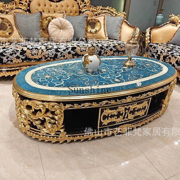 French aristocratic living room furniture European style luxury high-end gold fabric sofa
