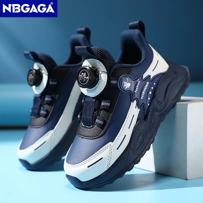 Leather Running Shoes Anti-Slip Waterproof — Black | KIMLUD