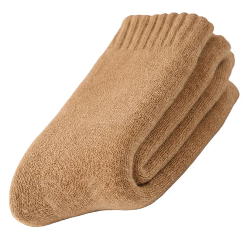 Merino Wool Socks Extra Thick Winter Warm — Black | KIMLUD