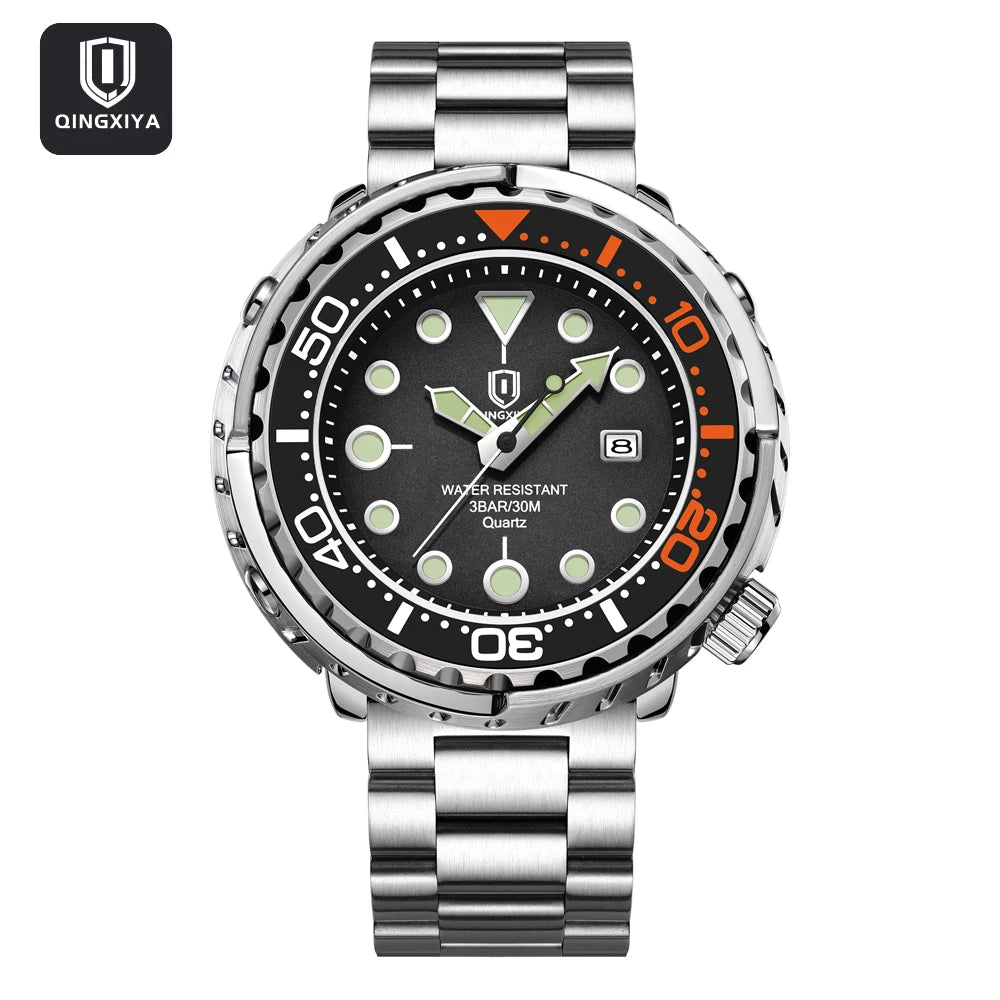 Silicone Strap Sports Wristwatch Luminous Hands Date Window — Midnight Black | KIMLUD