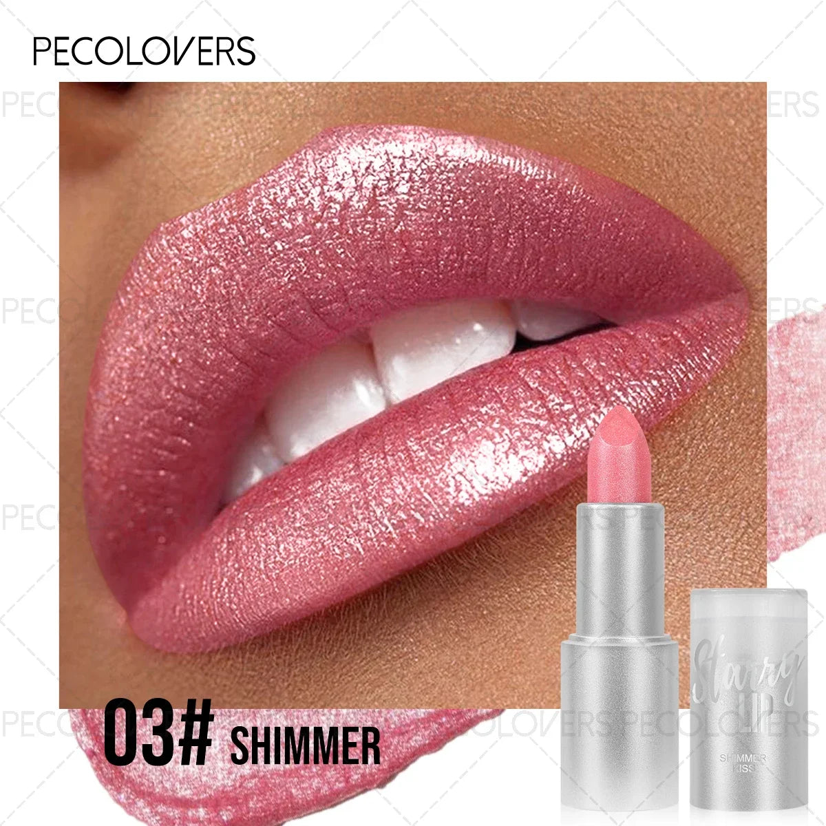 1PC Non-stick Cup, Waterproof, Long-lasting, Rich Colors, Fine Glitter, Pearlescent Lipstick, Ideal Christmas/Halloween Gift