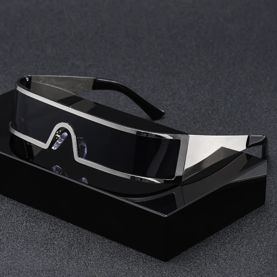 Cyberpunk Alloy Sunglasses Narrow Frames — Black | KIMLUD