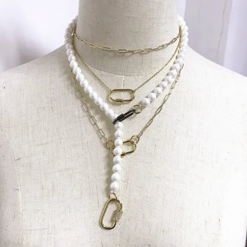 Pearl Multi-Layer Statement Necklace — Ivory | KIMLUD