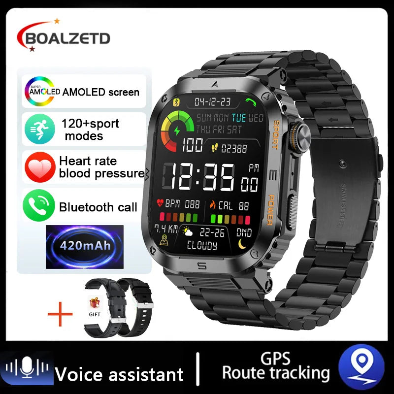 2024 NEW 2.01 Outdoor Military Smart Watch Men Bluetooth Call Smartwatch For Android IOS IP68 Waterproof Sports Fitness Watches