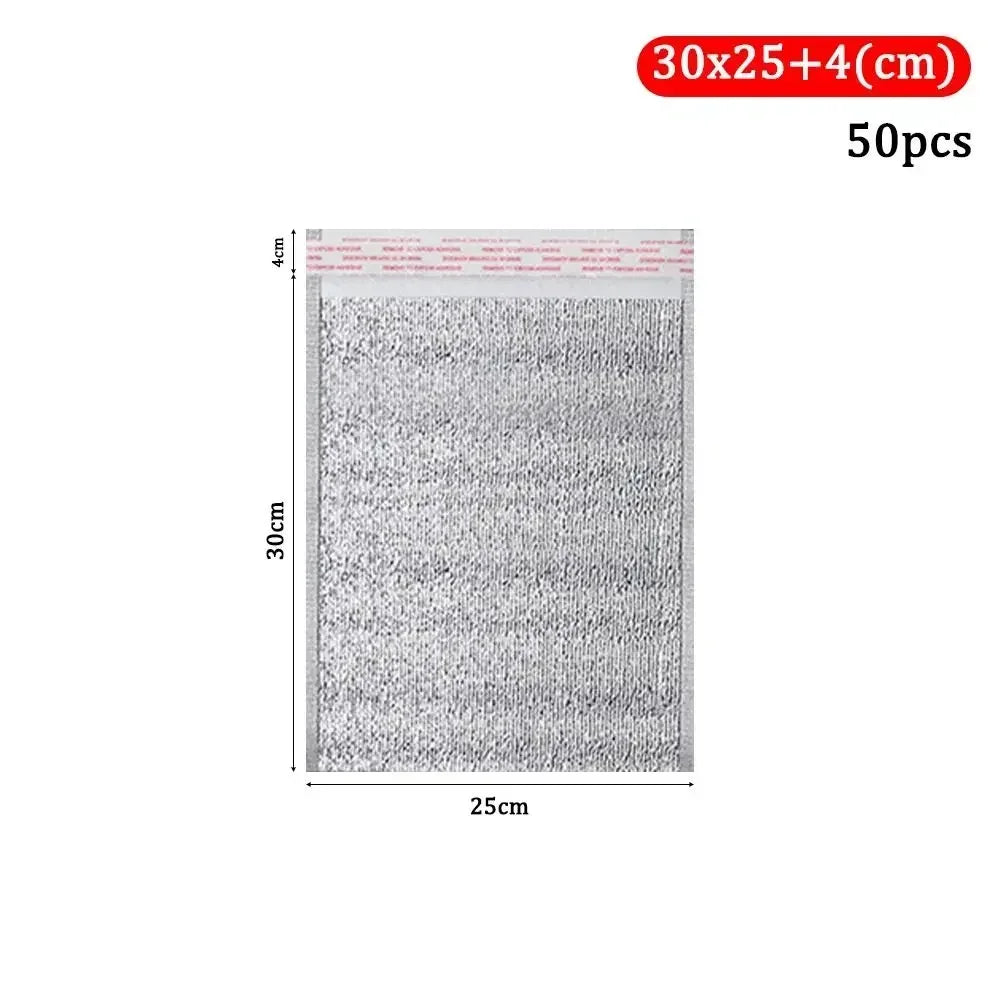 KIMLUD, 50Pcs/Pack Ice Cold Warm Aluminum Foil Bag Food Thermal Drink Storage Insulation Bag Delivery Carrier with Closure Cooler Bag, KIMLUD Womens Clothes