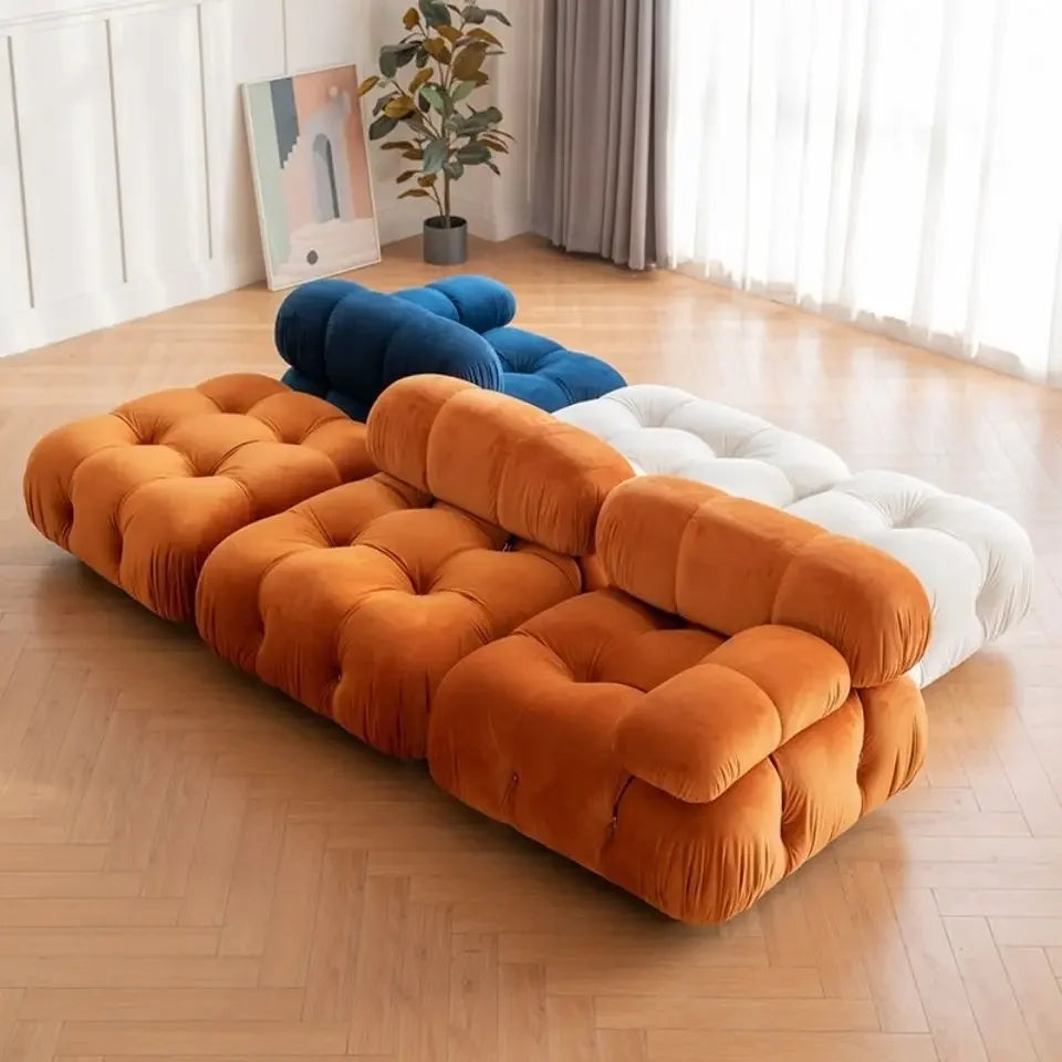 Fabric Block-Style Modern Minimalist Sofa For Compact Balcony Living — White | KIMLUD