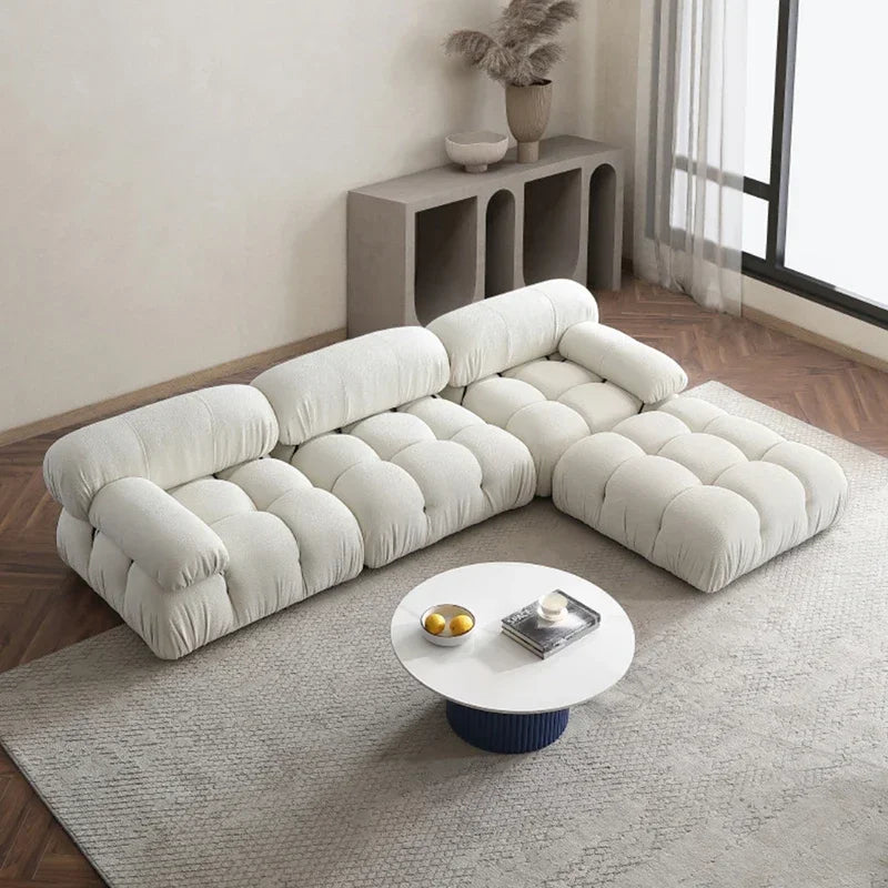 Nordic Modern Sectional Sofa Recliner With Ultra Plush Cushions And Minimalist Silhouette — Cream Ivory | KIMLUD