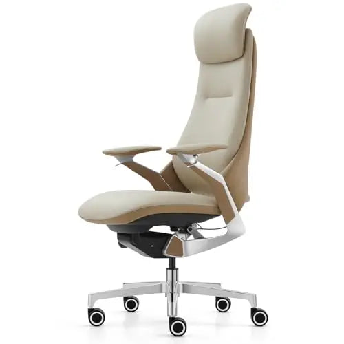 Genuine Leather Executive Office Chair，Top-Grain Cowhide, Ergonomic Design | Adjustable seat and rest heights