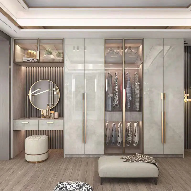 Support Storage Wardrobes Glass Door Shelves Organizers Luxury Wardrobe Bedroom Storage ClothesCupboard Armoires home Furniture