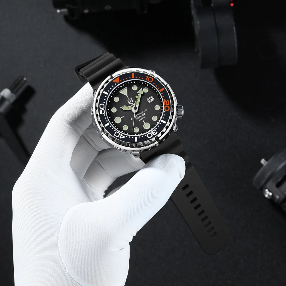 Silicone Strap Sports Wristwatch Luminous Hands Date Window — Midnight Black | KIMLUD