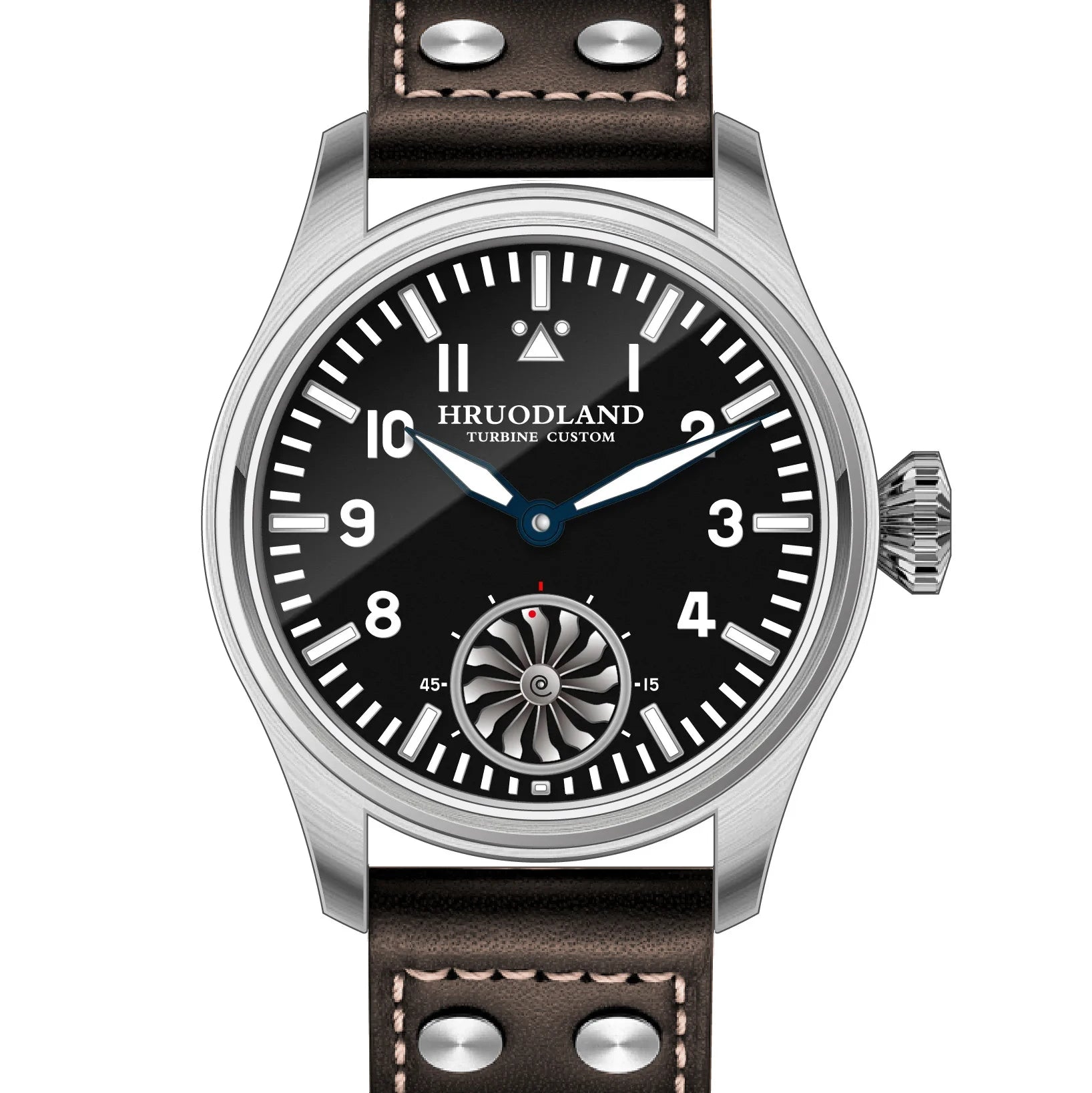 Hruodland 43mm Pilot Men's Manual Mechanical Watch Sapphire Crystal BGW-9 Night Light Turbine Retro Waterproof 5Bar reloj hombre