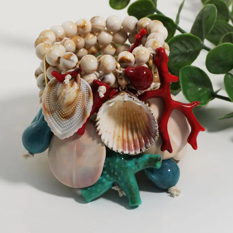 Shell Beaded Multi-layer Bracelet Set — Multicolor | KIMLUD