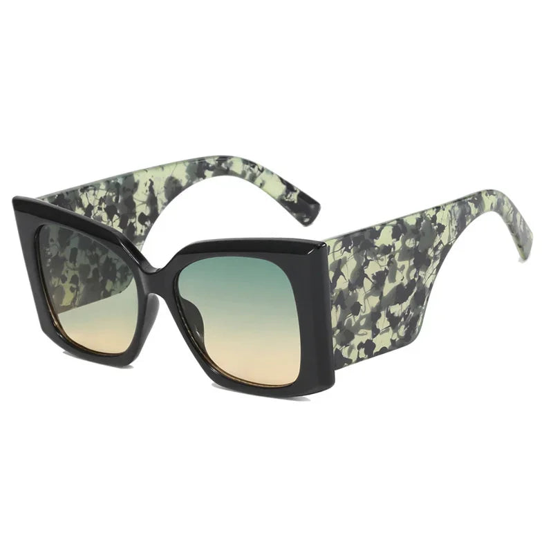 Oversized Sunglasses Square Frame Plastic — Black | KIMLUD
