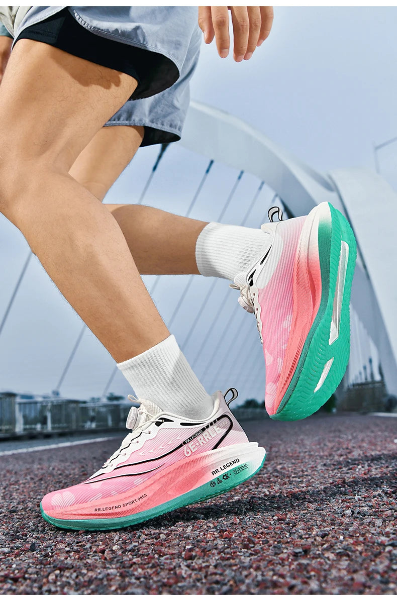Carbon Plate Running Shoes Air Cushion Double-Layer Mesh Upper Lightweight Breathable — Teal | KIMLUD