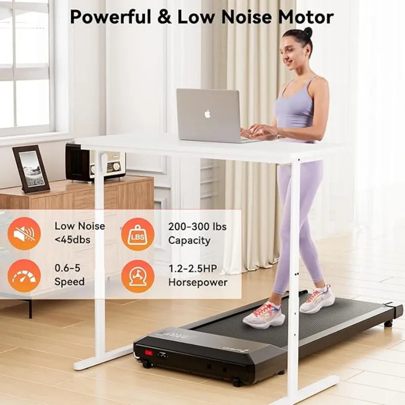 2-In-1 Home/Office Walking Treadmill With Bluetooth App Remote Control — Black | KIMLUD