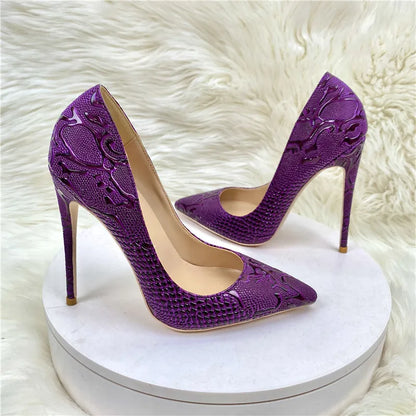 Pumps – Pointed Toe Slip On – Microfiber – Purple | KIMLUD