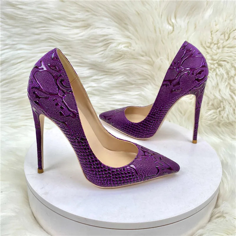 Pumps – Pointed Toe Slip On – Microfiber – Purple | KIMLUD