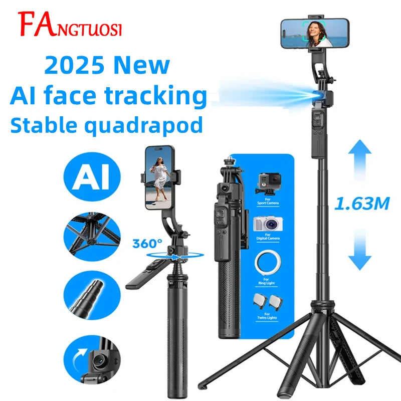 FANGTUOSI 360 Rotation Gimbal Stabilizer ,Selfie Stick Tripod for Smartphone Camera With Bluetooth shutter Stabilizer for Live
