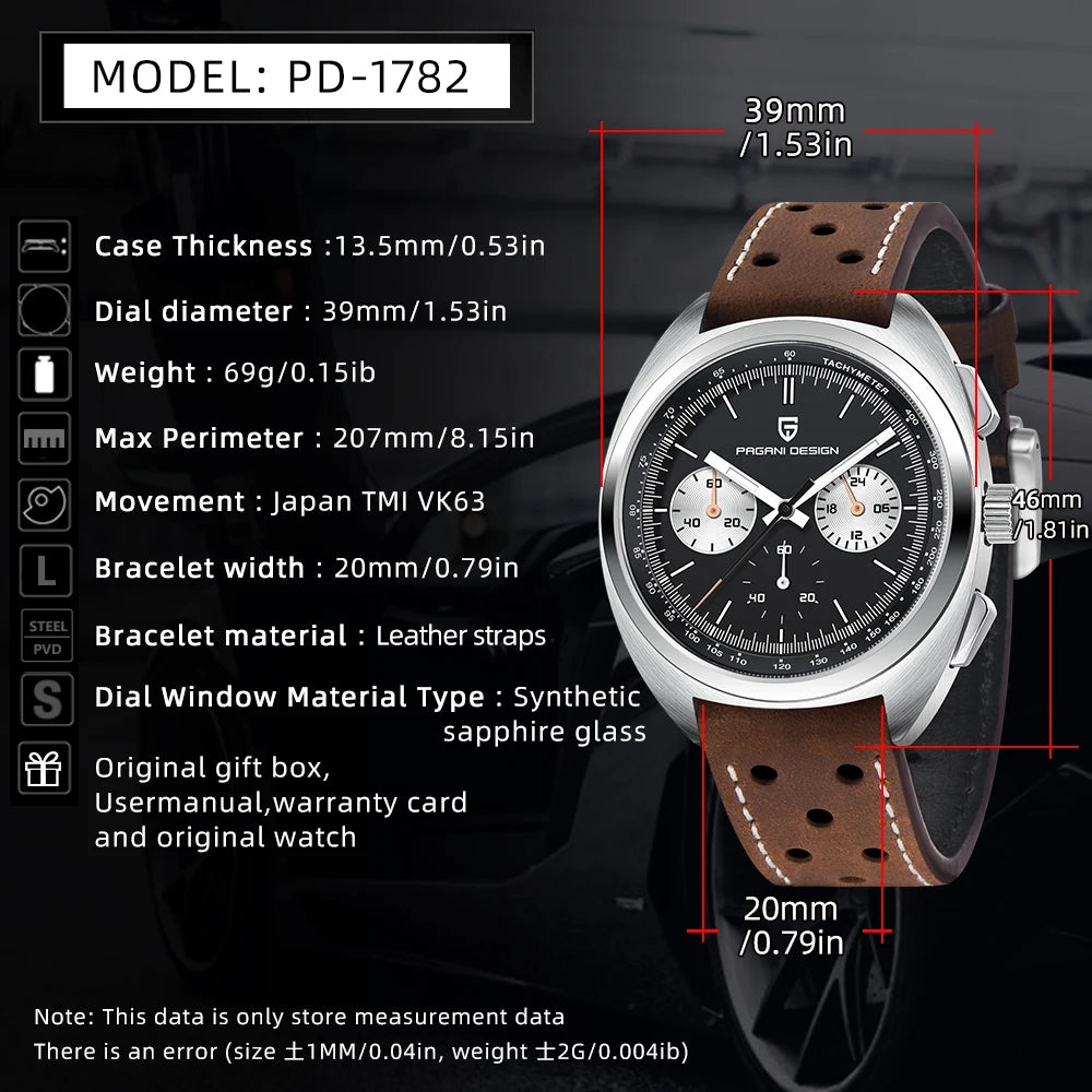 PAGANI DESIGN 2024 New Panda Dial Men Watches Luxury Quartz Watch For Men Japan VK63 Sport Chronograph Sapphire glass Wristwatch