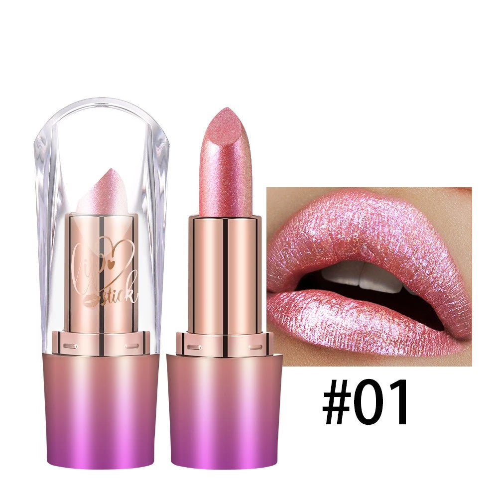 Metallic Lip Gloss Glitter Glaze Waterproof Long-Lasting — Bright Red | KIMLUD