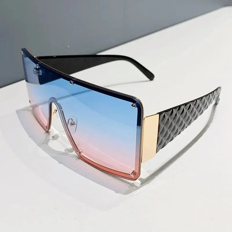 Sunglasses Large Frame Stainless Steel Black | KIMLUD