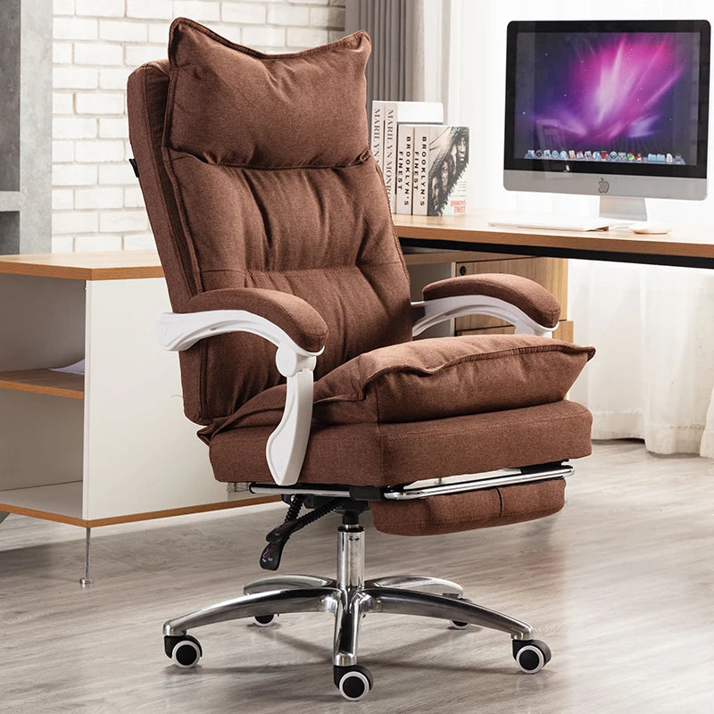 Linen Upholstered Executive Chair With 360 Degree Swivel And Lockable Wheels — Black | KIMLUD