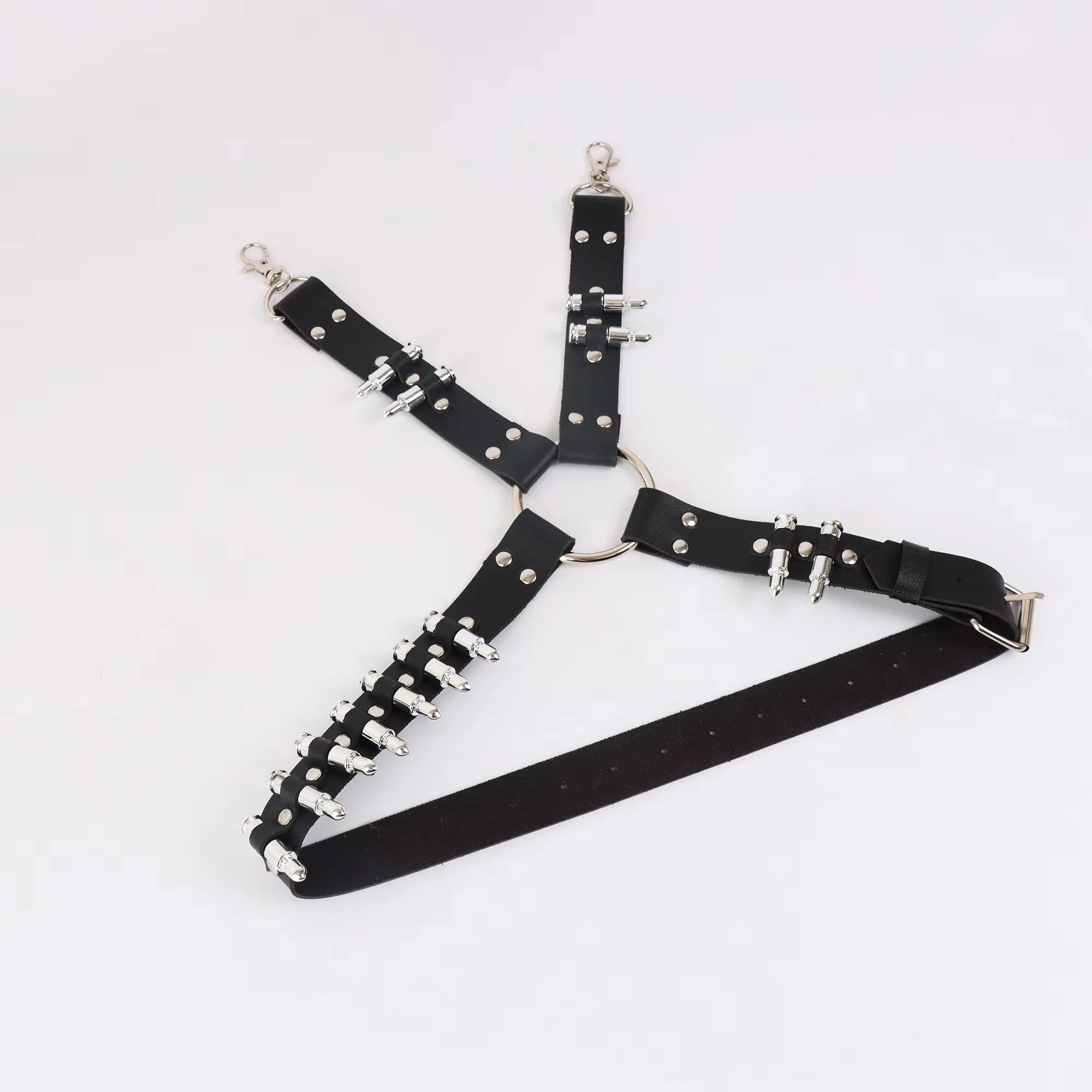Leather Leg Harness Thigh Straps Punk — Black | KIMLUD